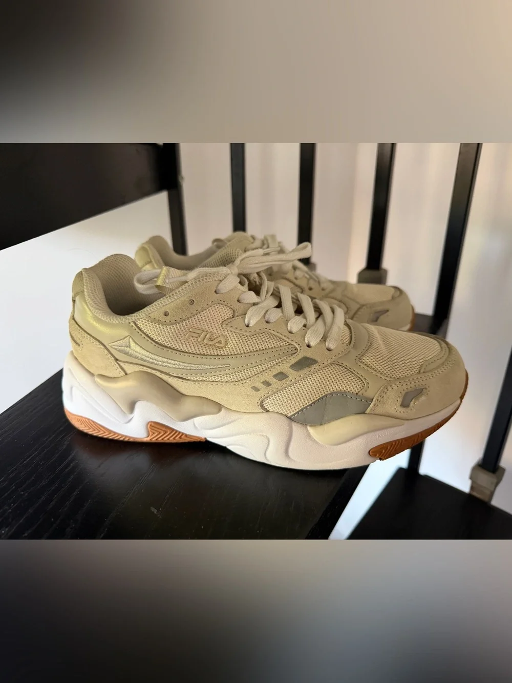 Fila Sonicburst Women’s Beige Mesh & Suede Retro Runner Sneakers